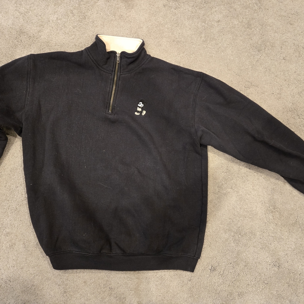 Disney Black 1/4 Zip-Up Sweater
